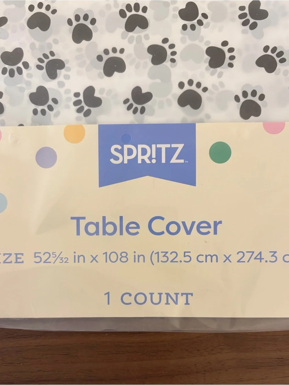 Spritz Paw Print Table Cover 52” x 108” Dog/Pet Party Decor